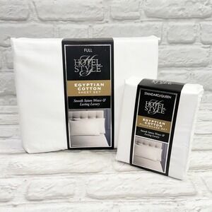 Hotel Style 600TC Egyptian Cotton Sateen Full Size Sheet Set 6pc White Luxury